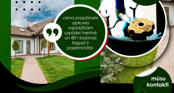 Cenas pazemināšana propānam apkures vajadzībām