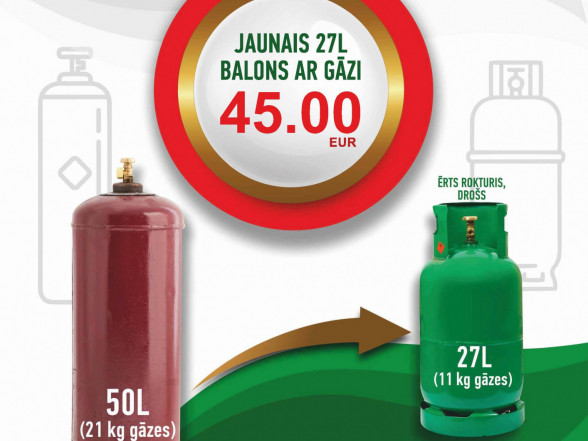 Maini veco 50 l balonu pret jauno 27 l balonu par akcijas cenu
