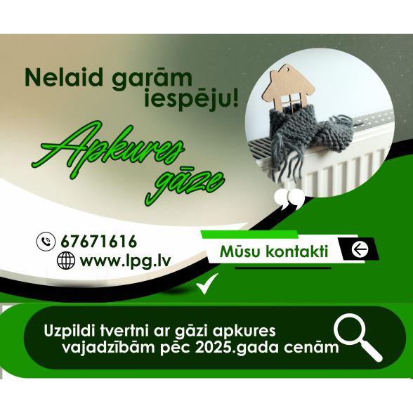 Uzpildi tvertni ar gāzi apkures vajadzībām pēc 2025.gada cenām
